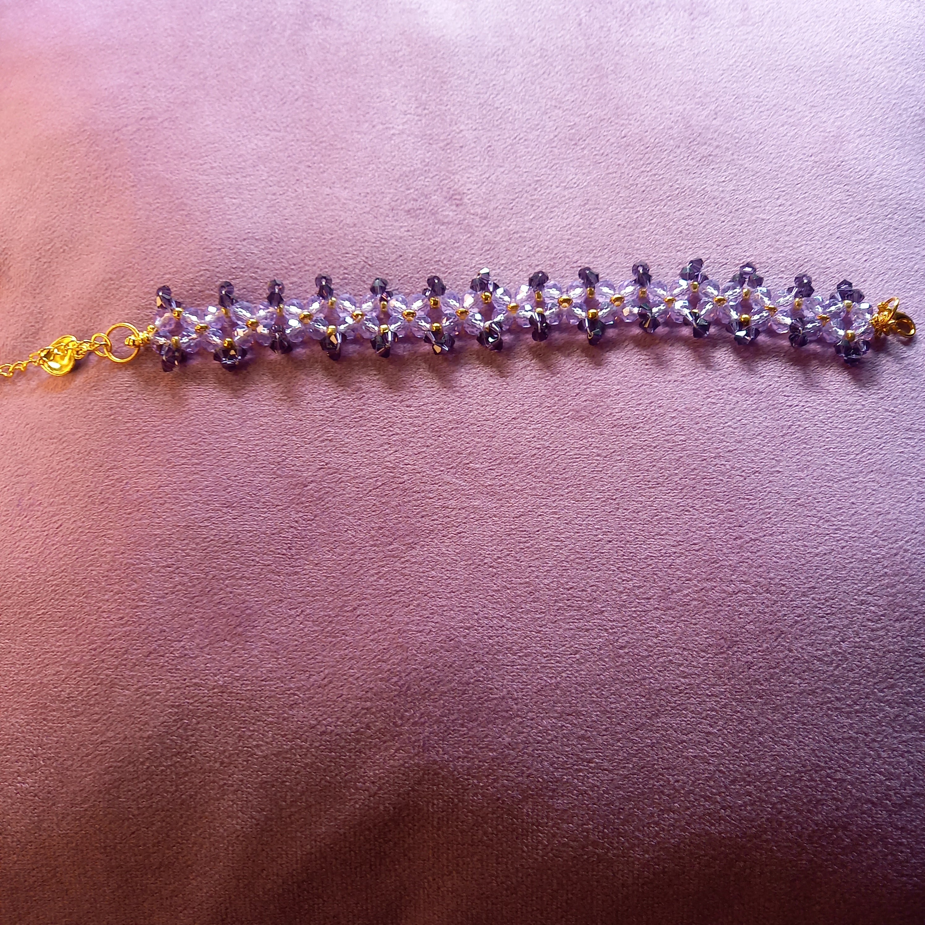 Bracelet en pierre facettée bicolore - Femme 18 cm