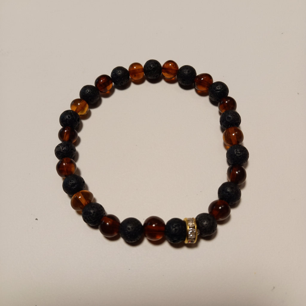 Bracelet ambre baltique baroque - vue portée