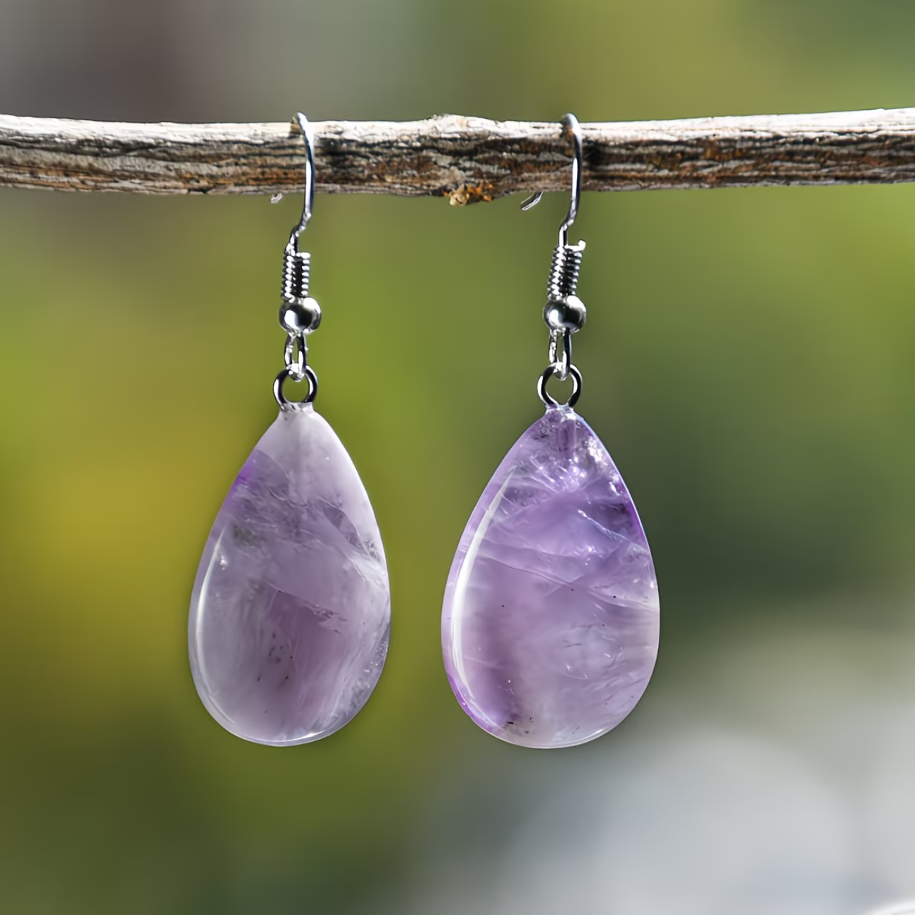 Parure Amethyste - Collier 44cm + Bracelet 18cm + Boucles d'Oreilles