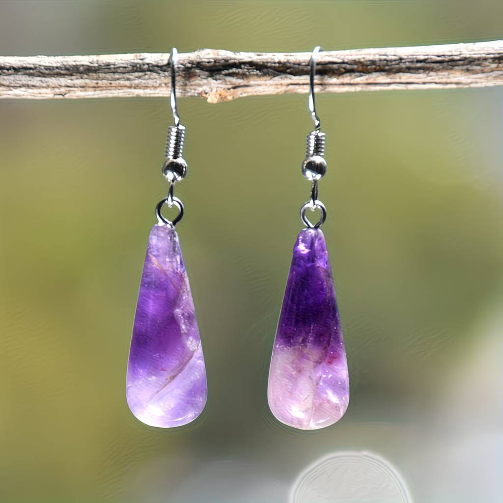 Parure Amethyste - Collier 44cm + Bracelet 18cm + Boucles d'Oreilles