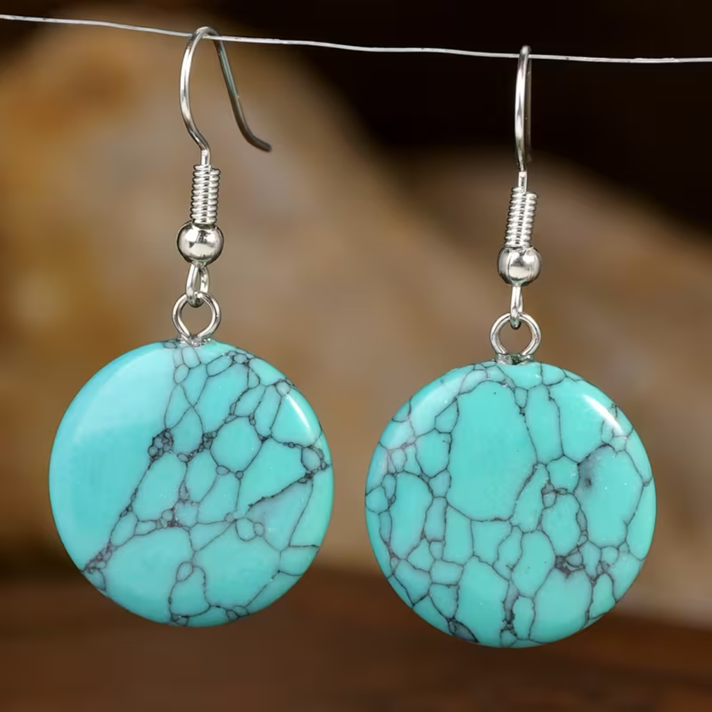 Parure Turquoise - Collier 44cm + Bracelet 18cm + Boucles d'Oreilles
