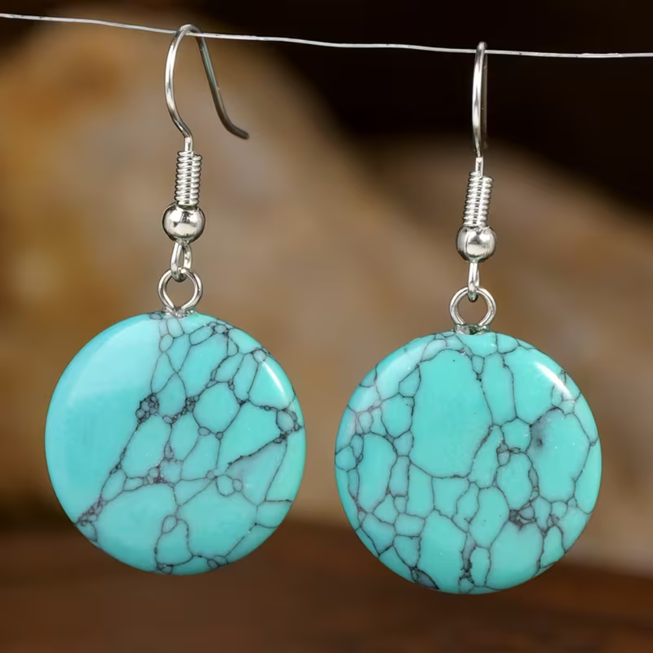 Parure Turquoise - Collier 44cm + Bracelet 18cm + Boucles d'Oreilles