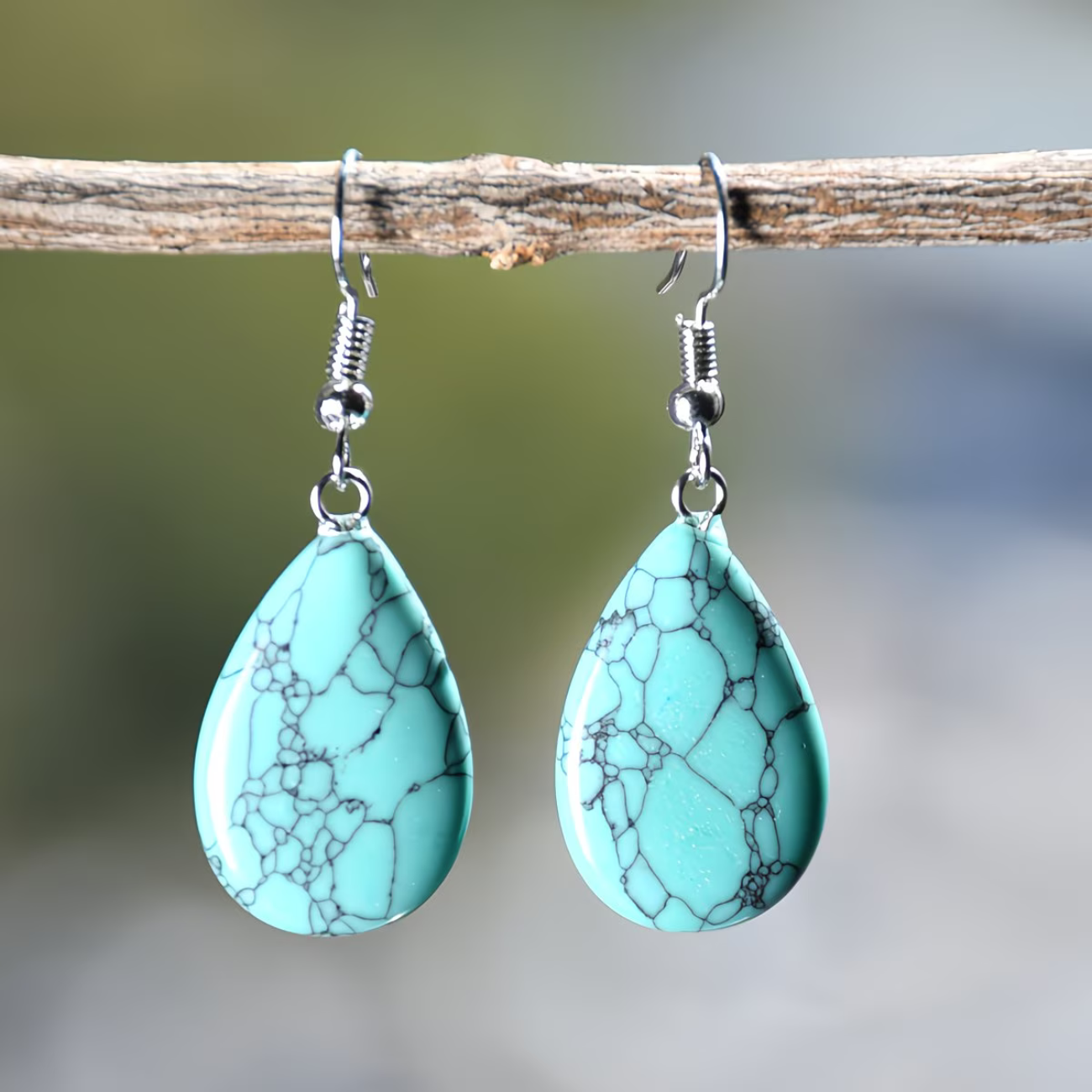 Parure Turquoise - Collier 44cm + Bracelet 18cm + Boucles d'Oreilles