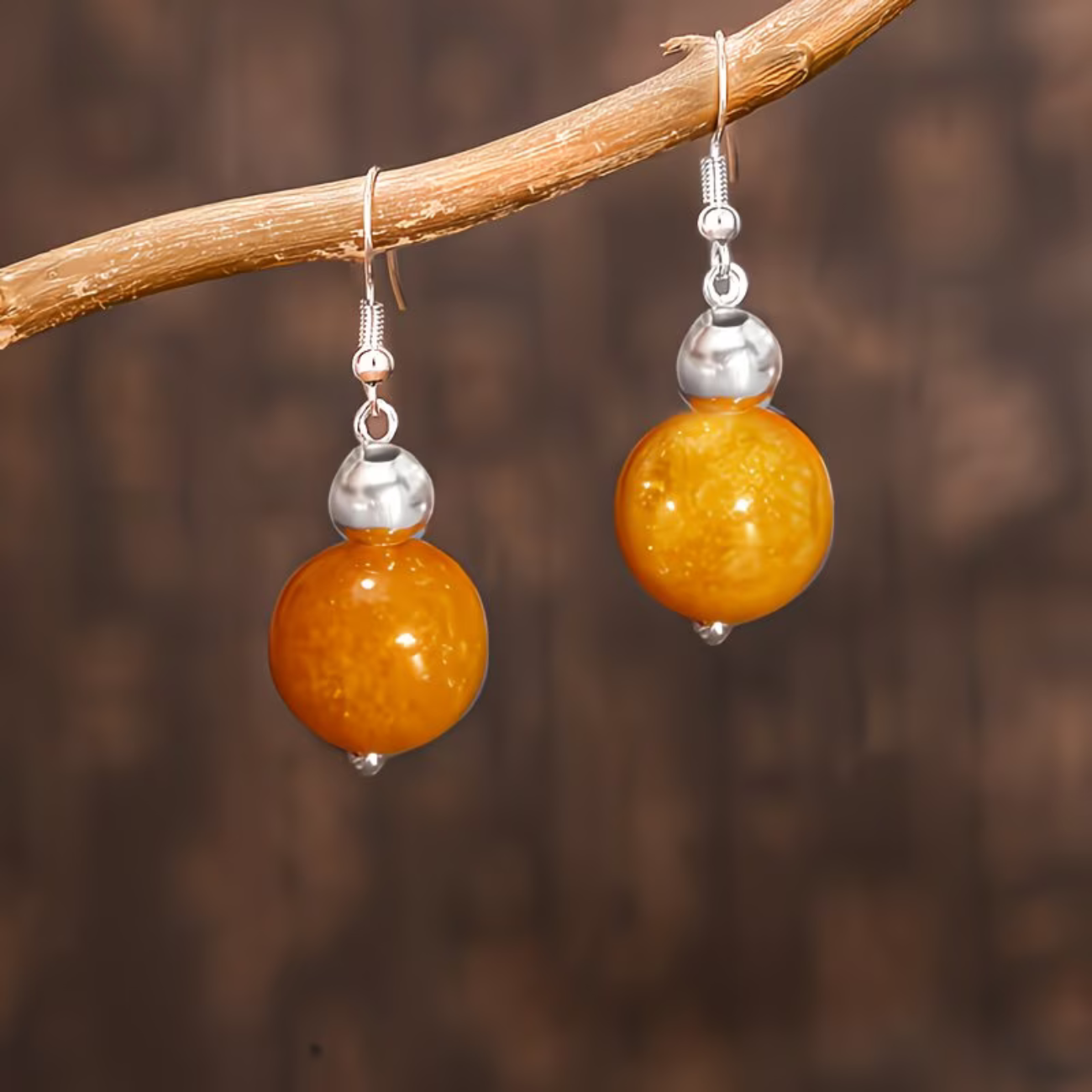 Parure Citrine - Collier 44cm + Bracelet 18cm + Boucles d'Oreilles