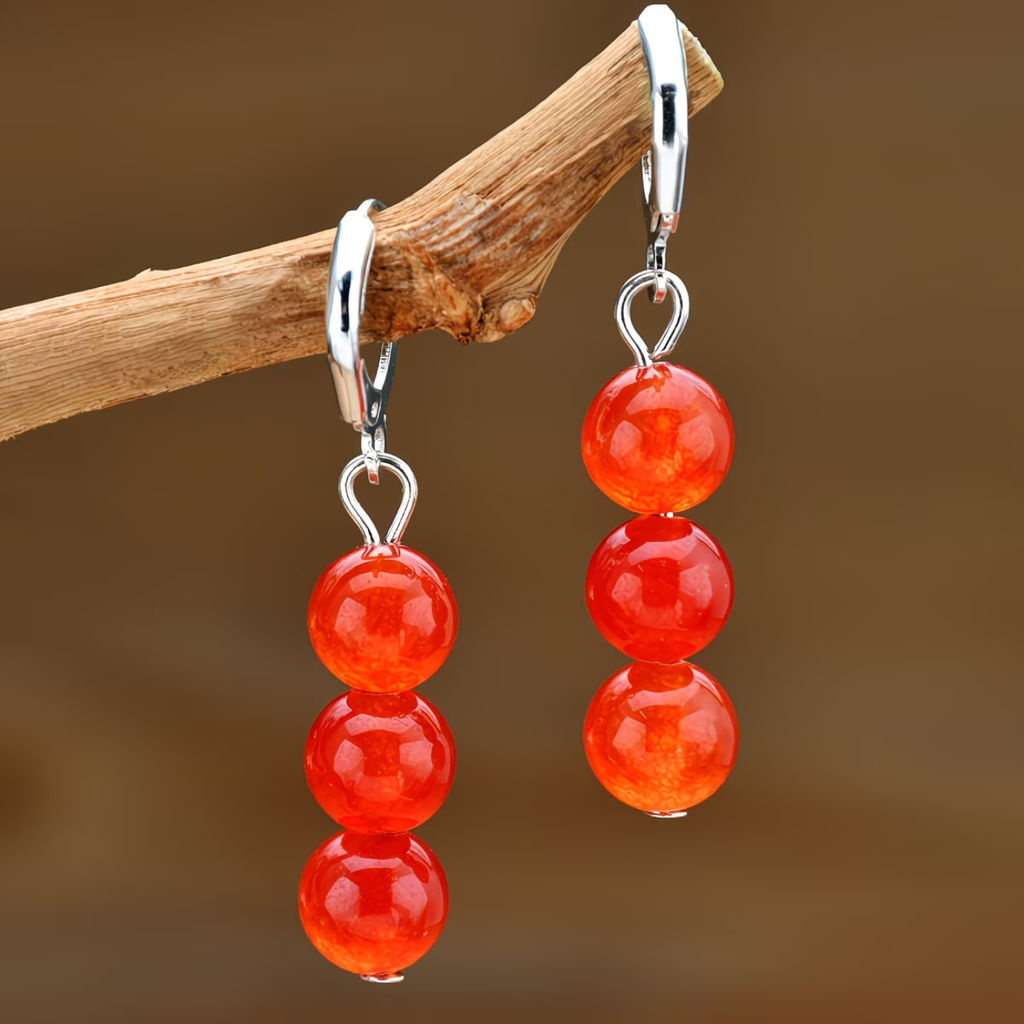 Parure Cornaline - Collier 44cm + Bracelet 18cm + Boucles d'Oreilles