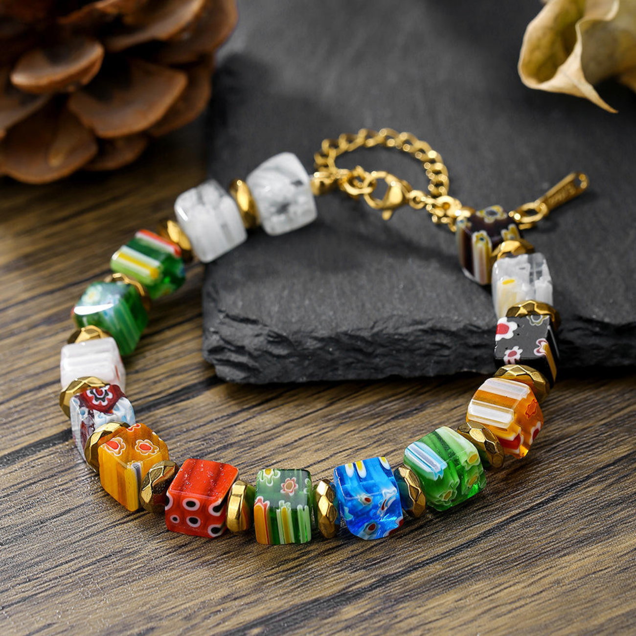 Bracelet_Pierres carrées 8 mm_Murano
