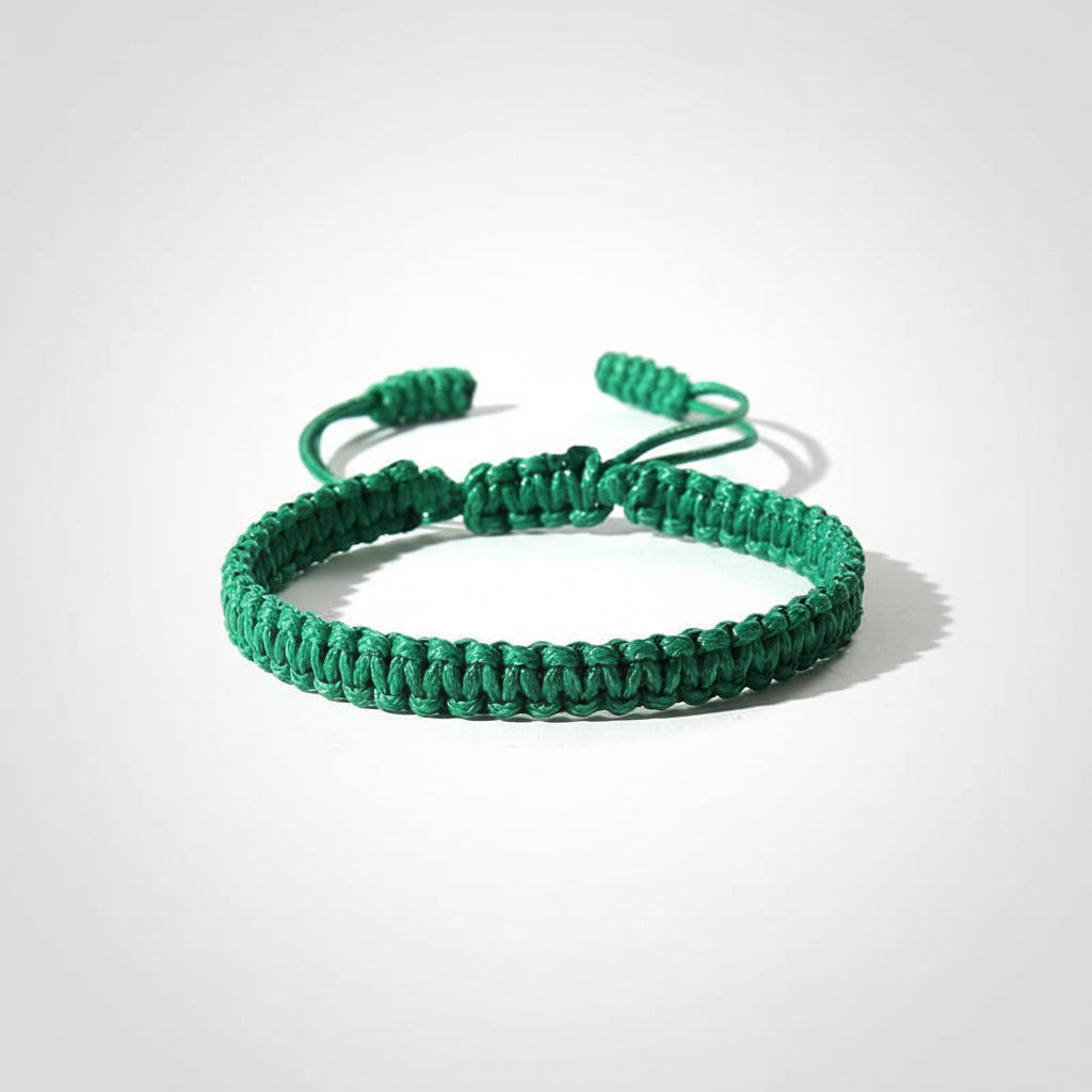 Bracelet brésilien tissage shamballa Vert