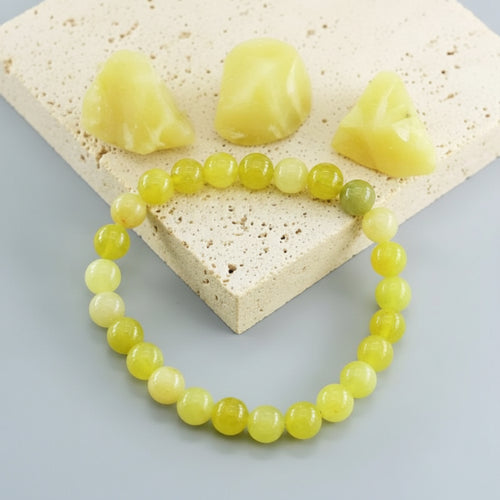Bracelet citrine 6mm - perles naturelles jaunes