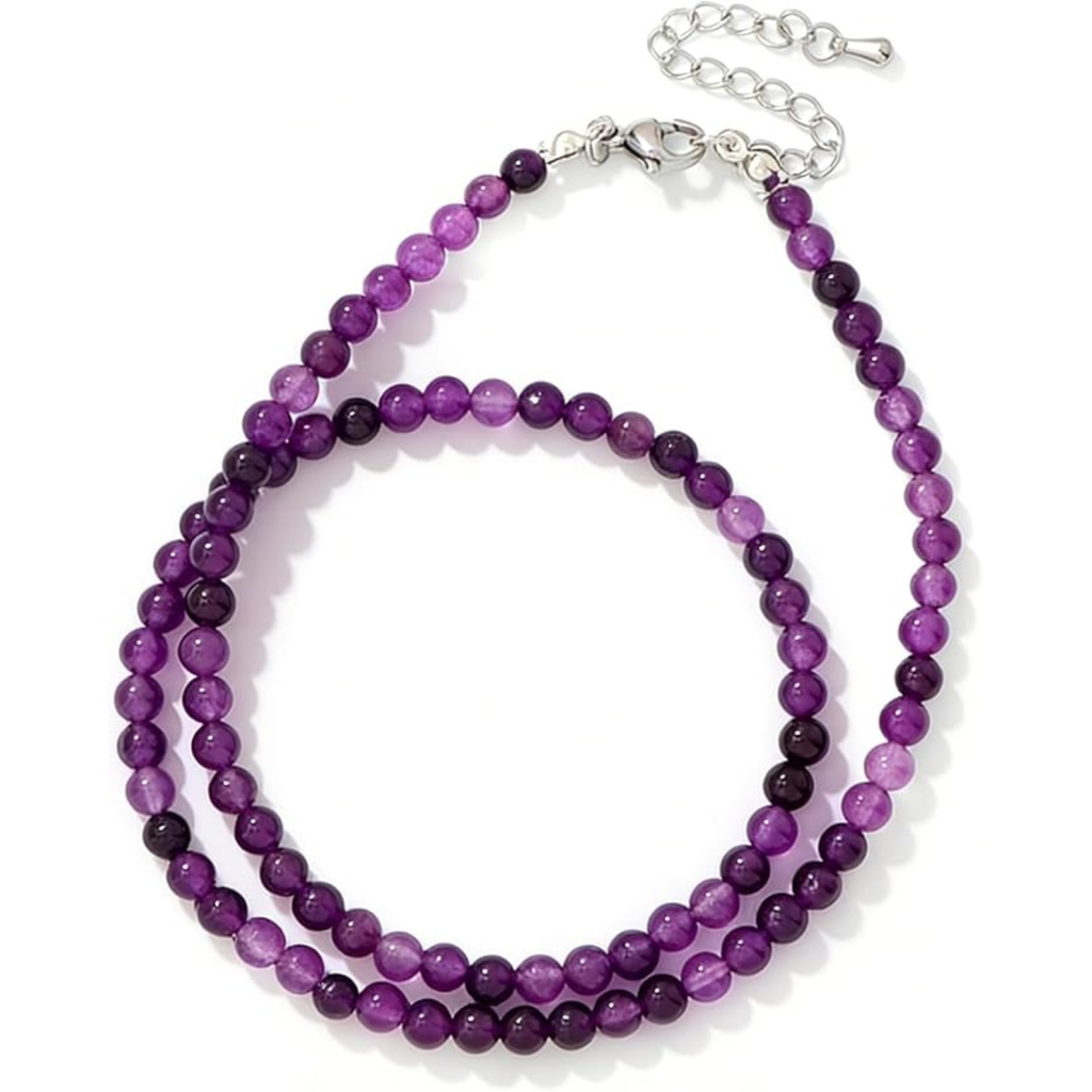 Parure Amethyste - Collier 44cm + Bracelet 18cm + Boucles d'Oreilles