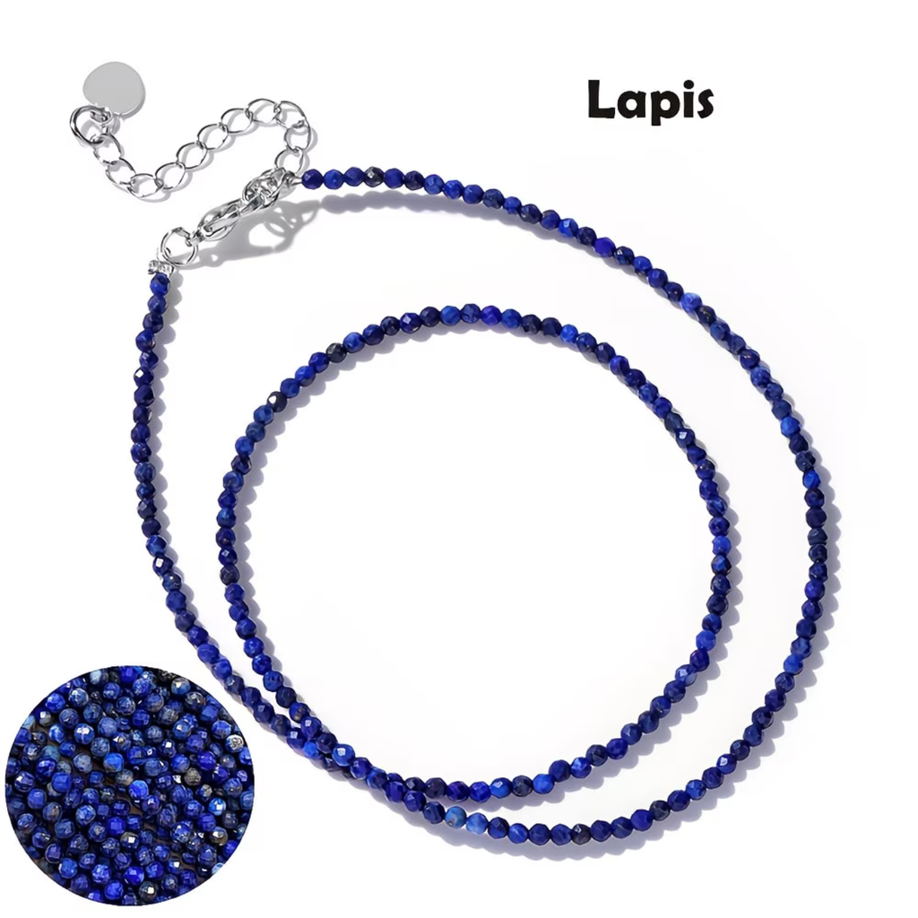 Parure Lapis Lazuli - Collier 44cm + Bracelet 18cm + Boucles d'Oreilles
