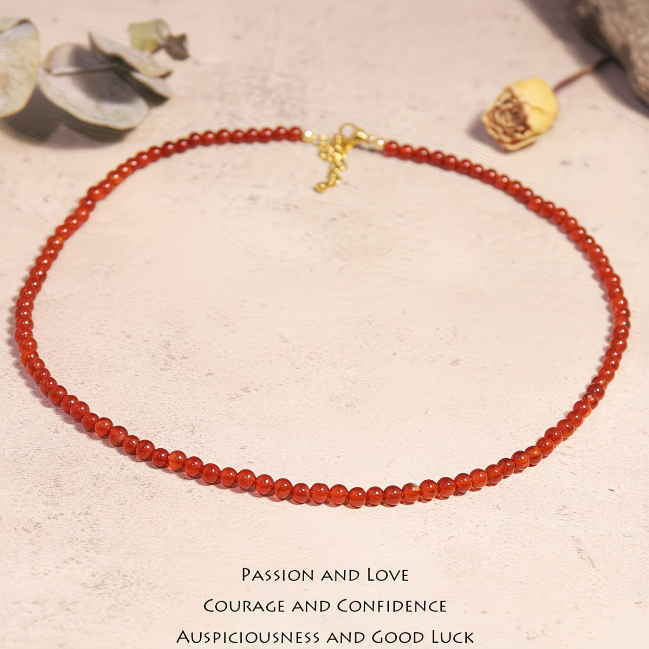 Collier en Cornaline - Perles naturelles rondes 6mm et 4mm- 48 cm