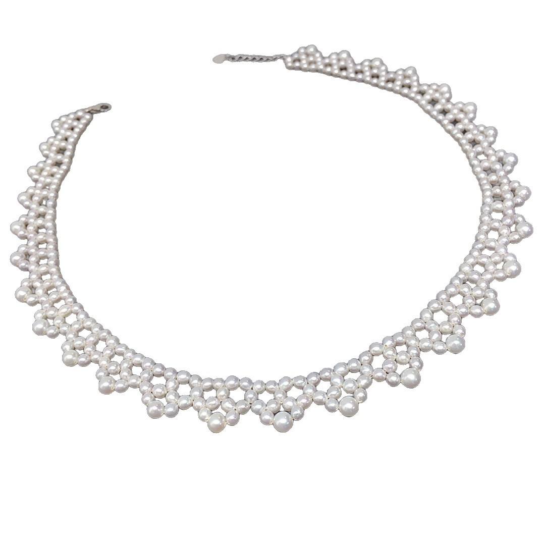 Parure mariée éternelle - collier perles blanches détail