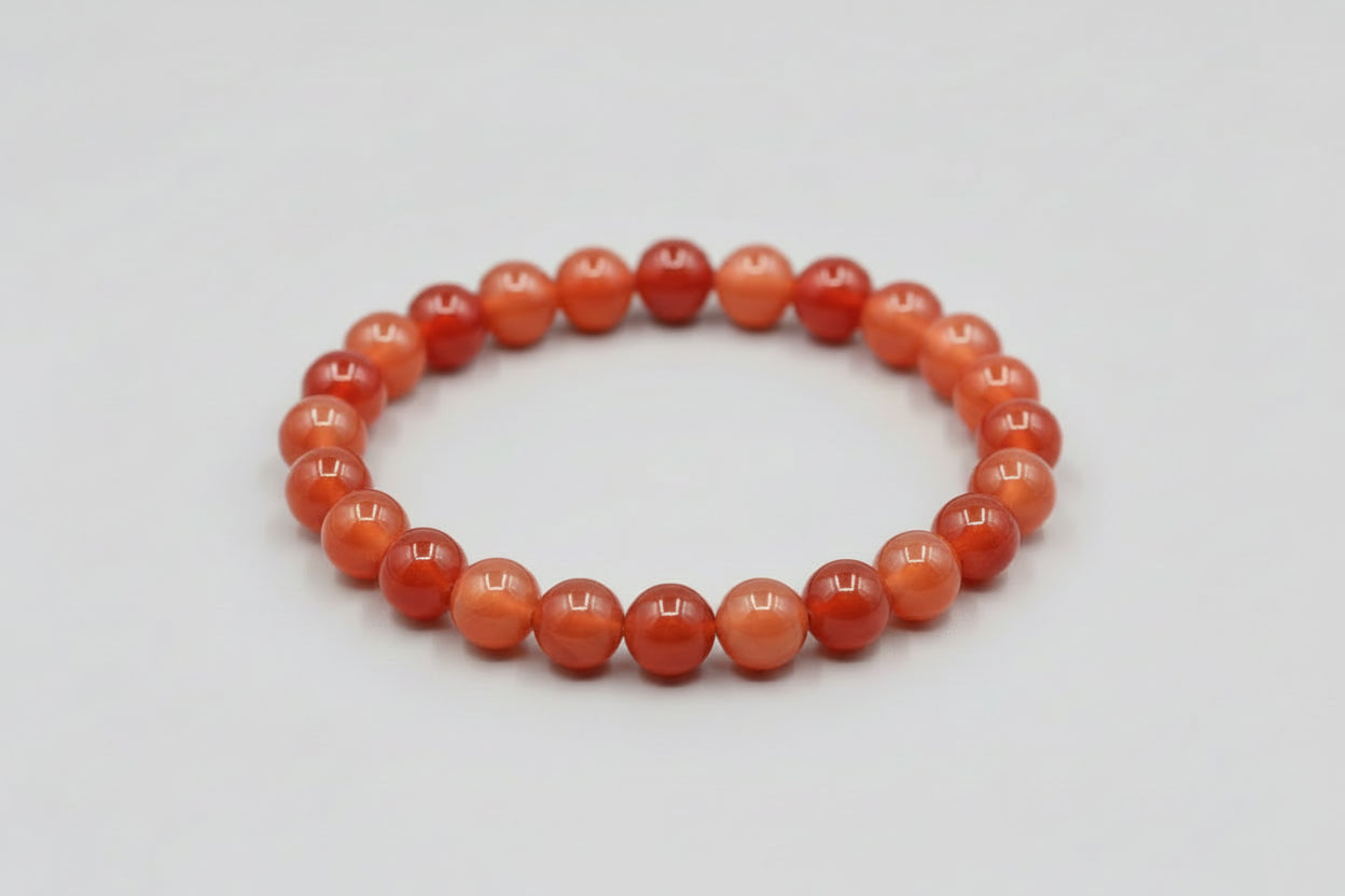 Bracelet cornaline 6mm - perles naturelles orange