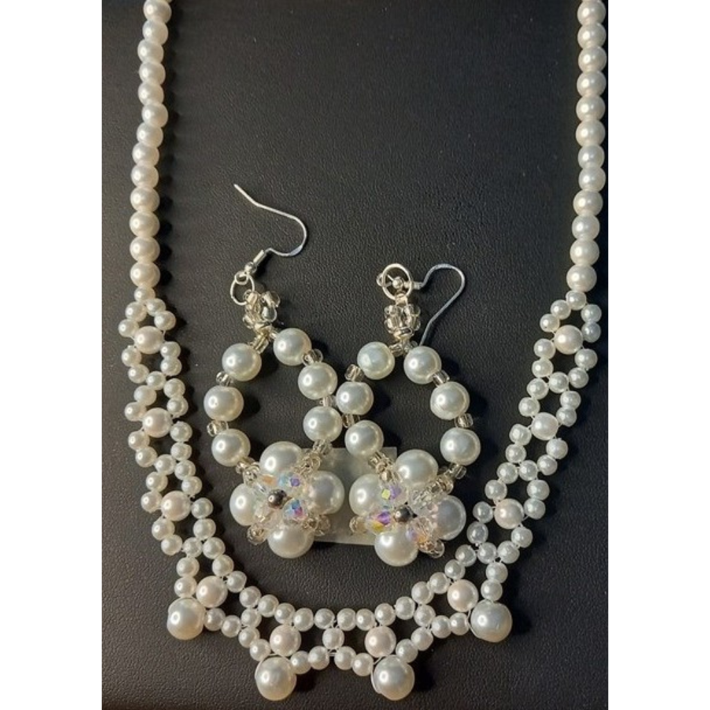 Parure de Mariée Lumière-  - Collier 48cm + Boucles d'Oreilles