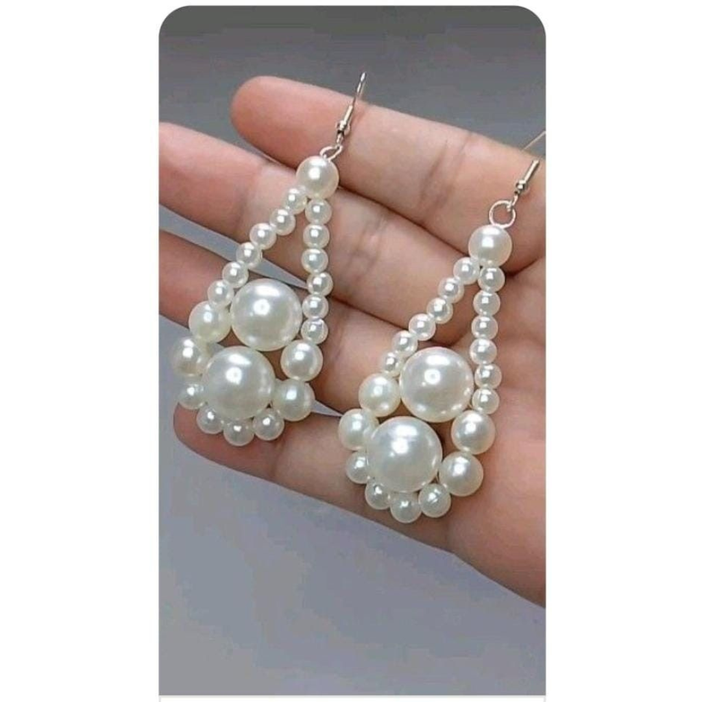 Boucles d'Oreilles de Mariée Ondine - Perles Blanches Forme Goutte