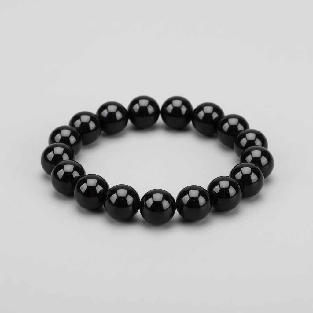 Bracelet obsidienne noire 6mm - perles naturelles noires