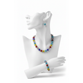 Parure Murano  – Collier 48cm + Bracelet + Boucles d'oreilles en Perles de Verre Rondes 10 mm Multicolores