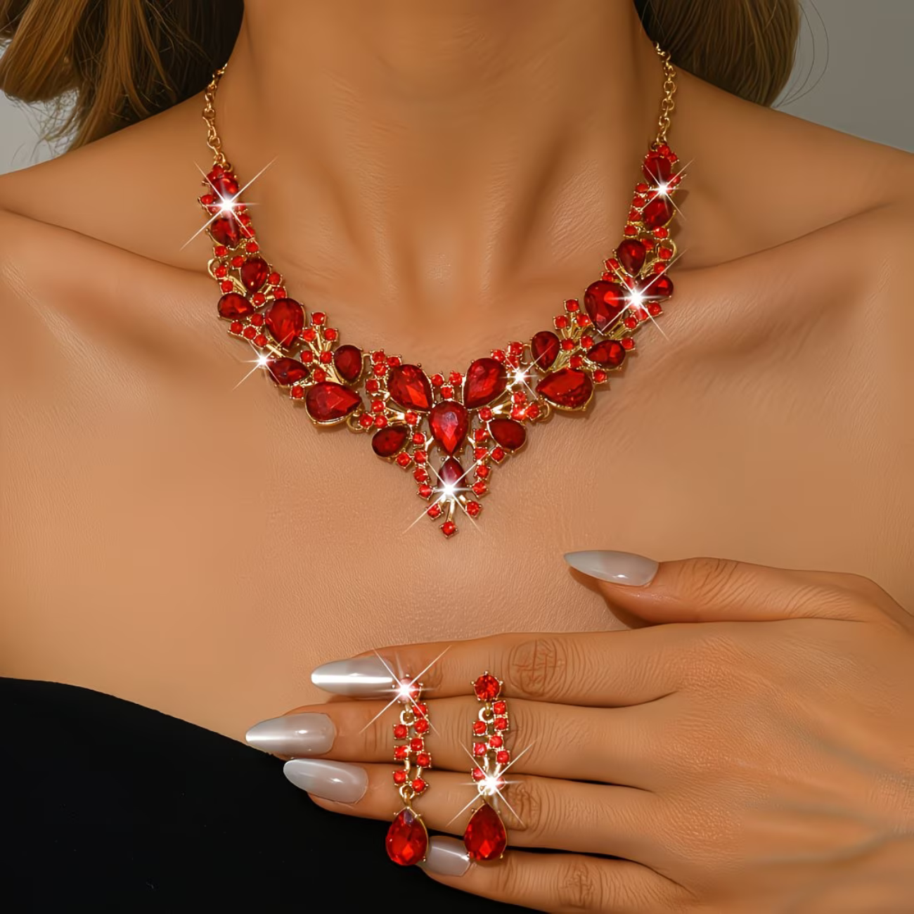 Parure Cristal - Collier et Boucles d'Oreilles
