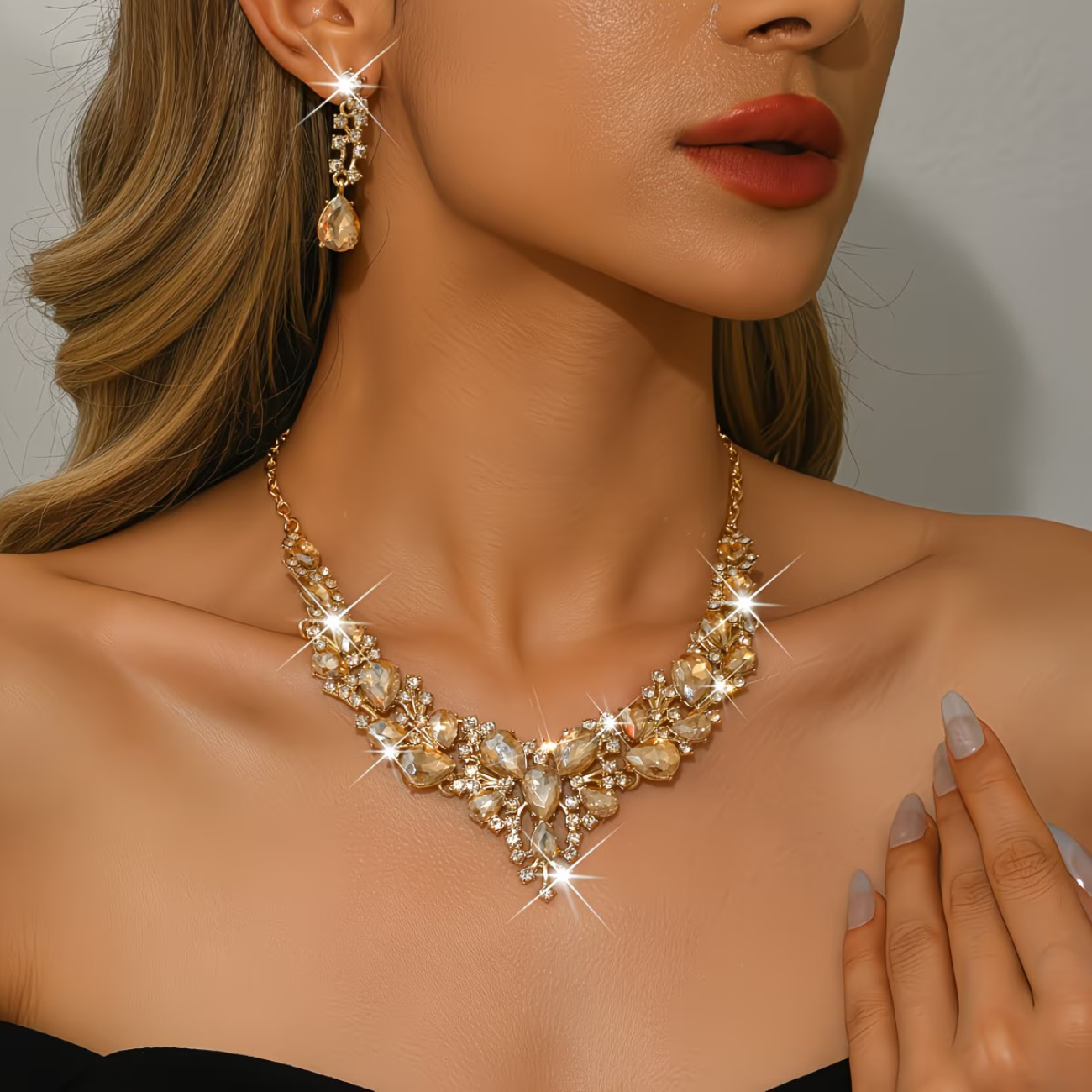 Parure Cristal - Collier et Boucles d'Oreilles