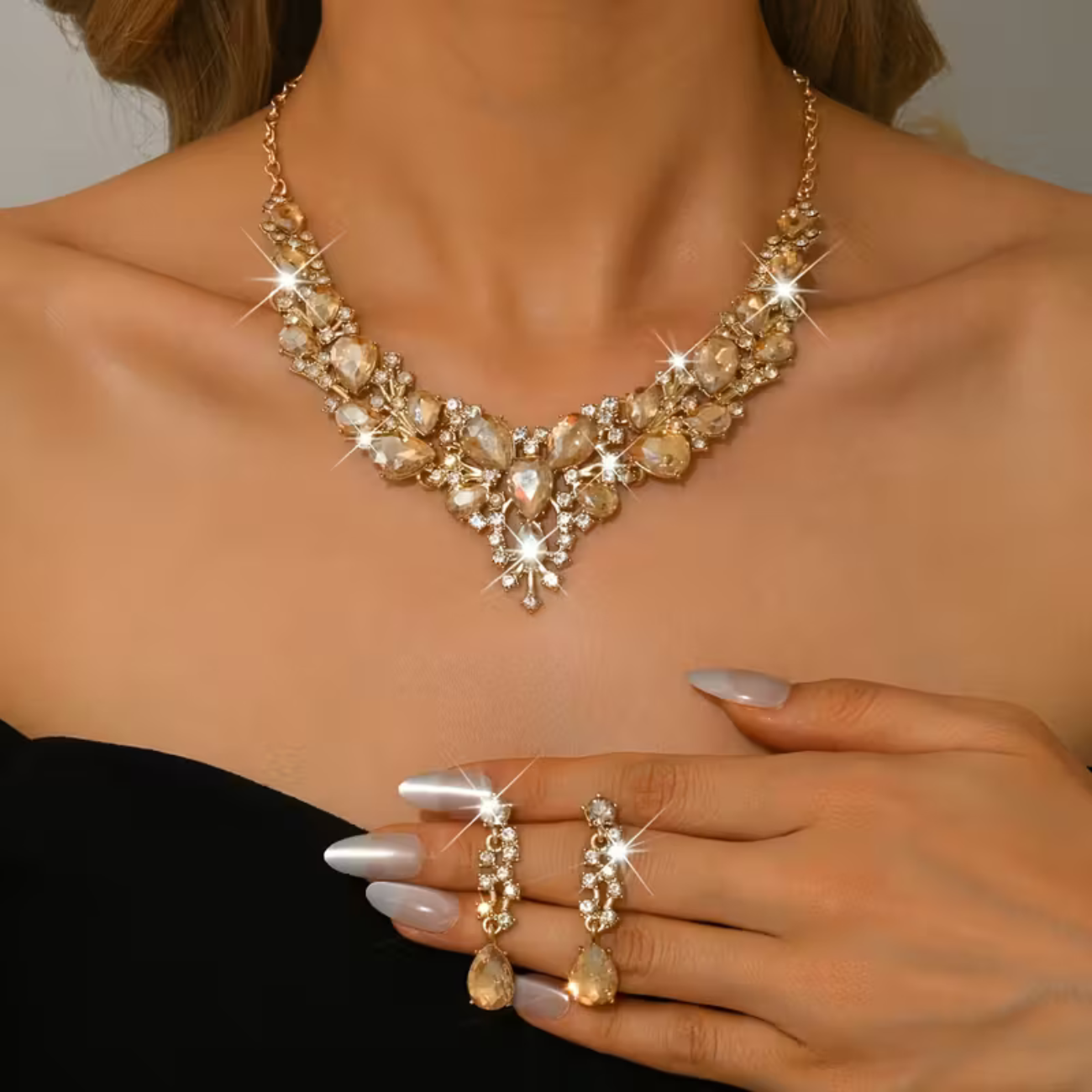 Parure Cristal - Collier et Boucles d'Oreilles