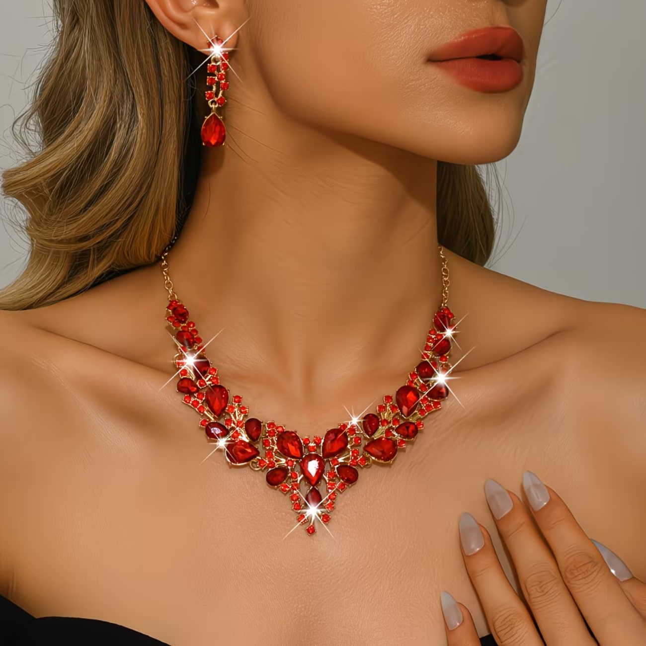 Parure Cristal - Collier et Boucles d'Oreilles