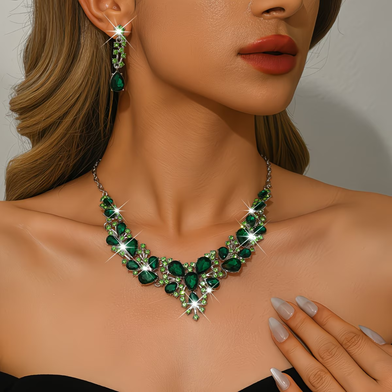 Parure Cristal - Collier et Boucles d'Oreilles