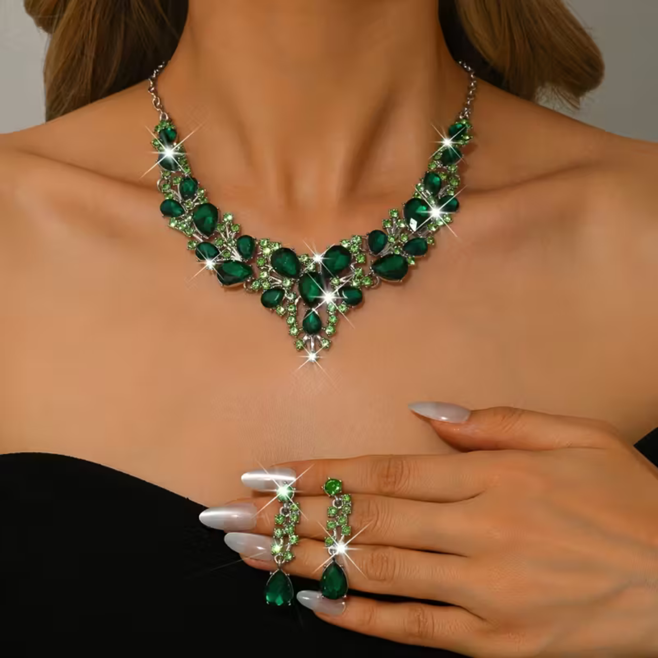 Parure Cristal - Collier et Boucles d'Oreilles