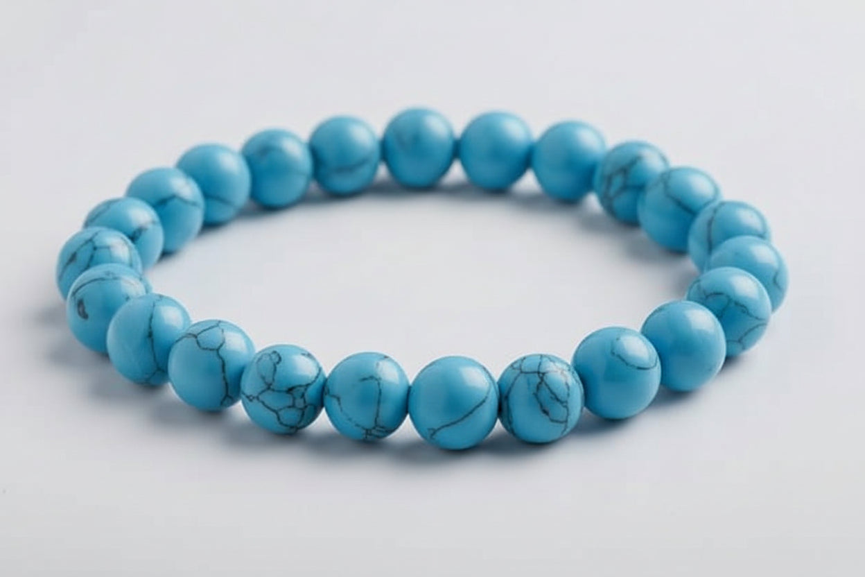 Bracelet Turquoise 6mm - perles naturelles Bleu