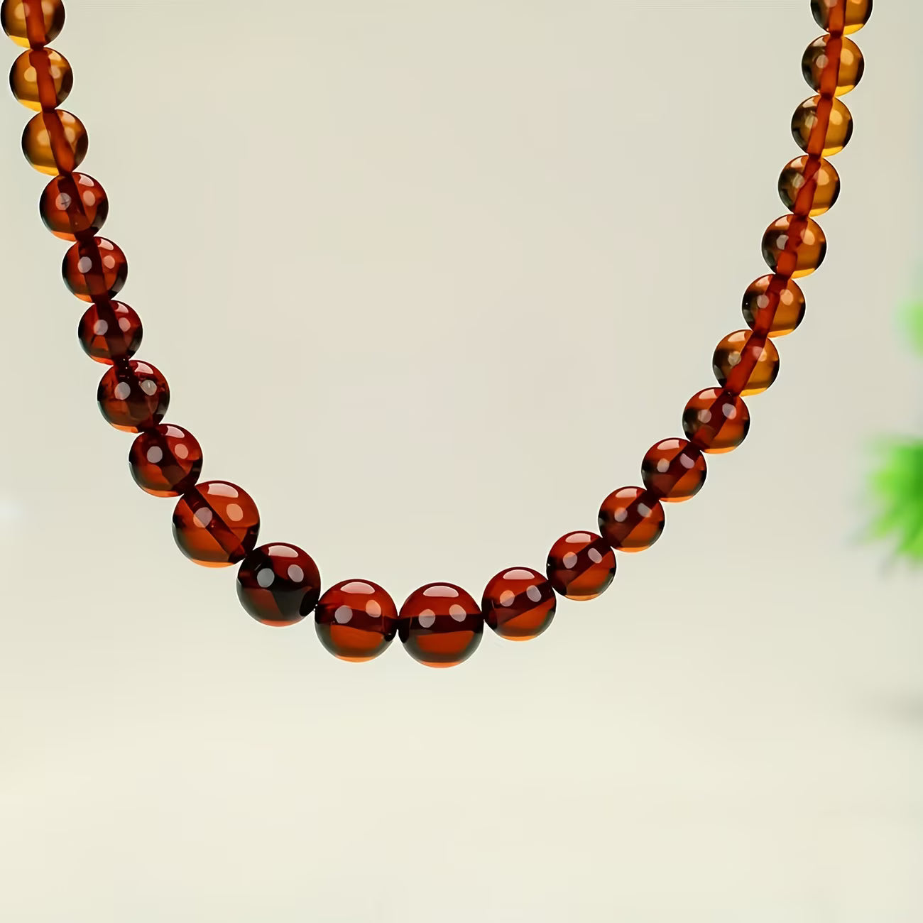 Collier baroque ambre baltique - couleur cognac