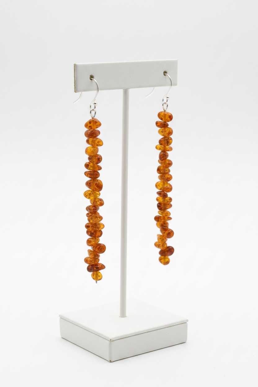 Boucles d'oreilles longues Ambre Baltique