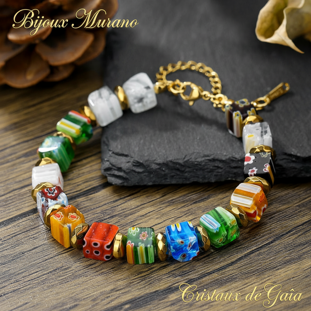 Bracelet Murano - Cristaux de Gaïa