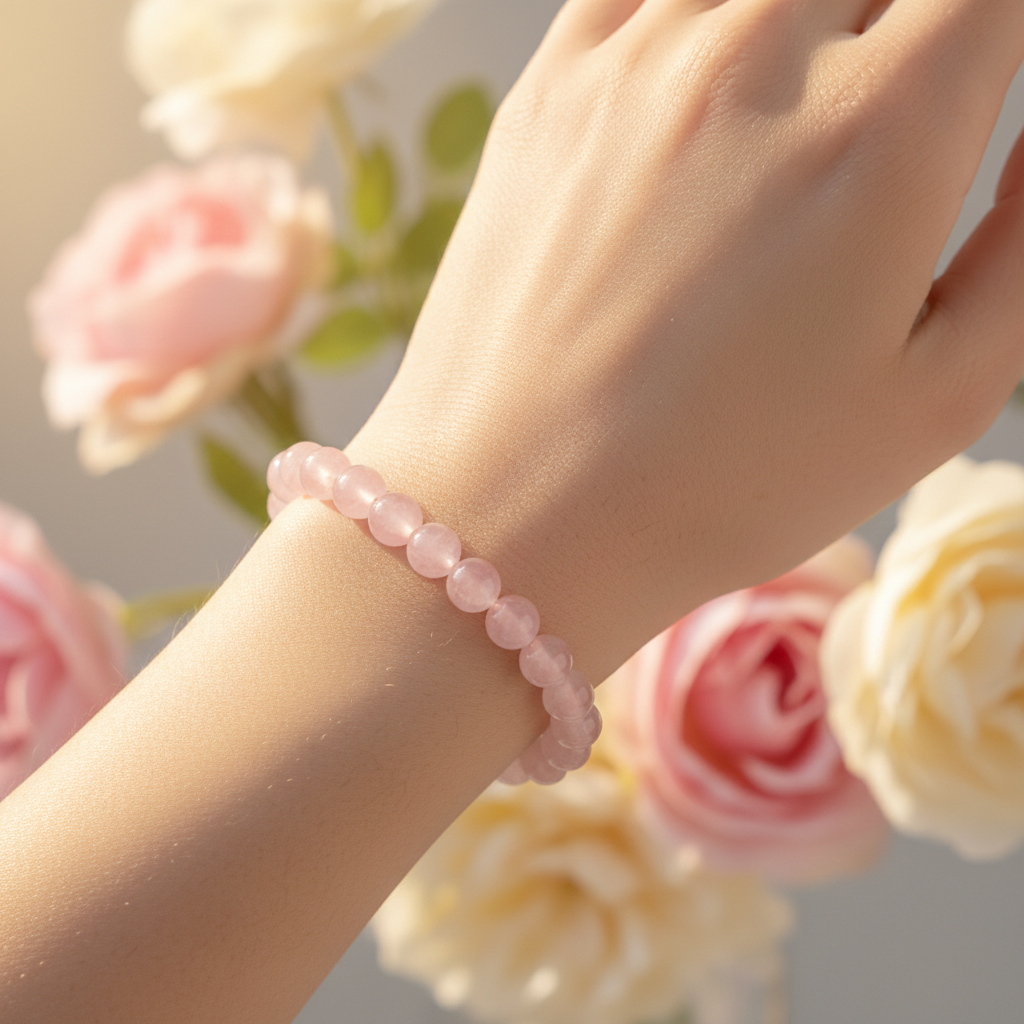 Bracelet Quartz Rose porté