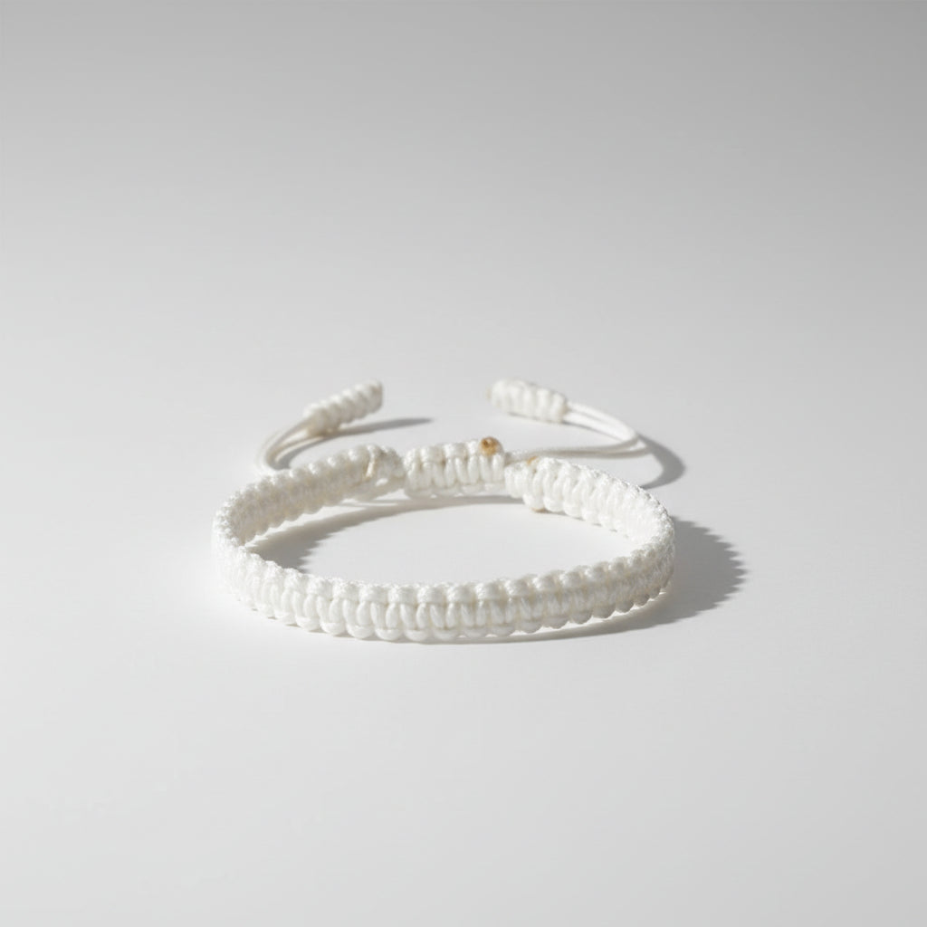 Bracelet brésilien tissage shamballa Blanc