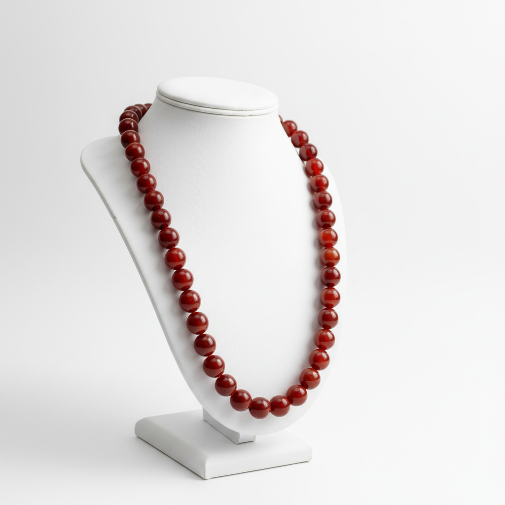 Collier Agate Rouge perles rondes
