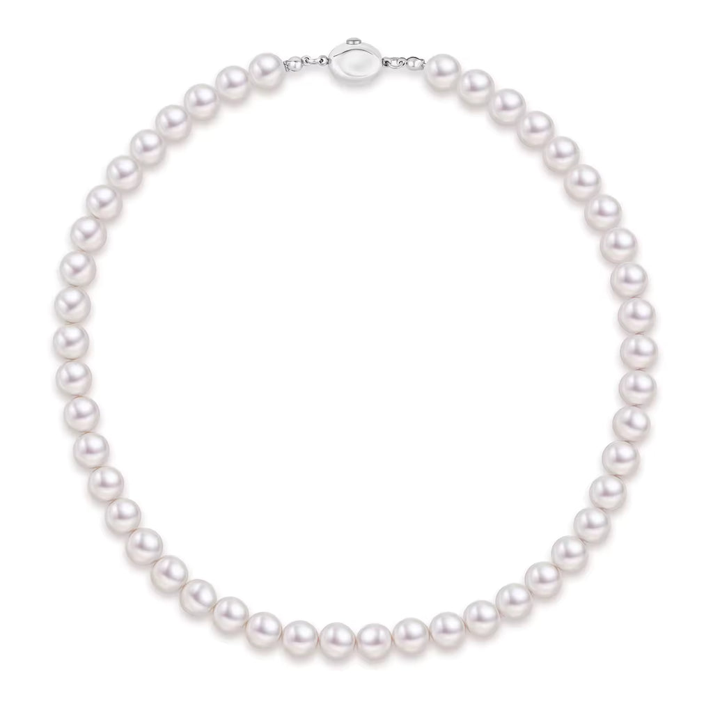 "Parure de mariée en perles blanches - collier 48 cm et boucles d'oreilles"
