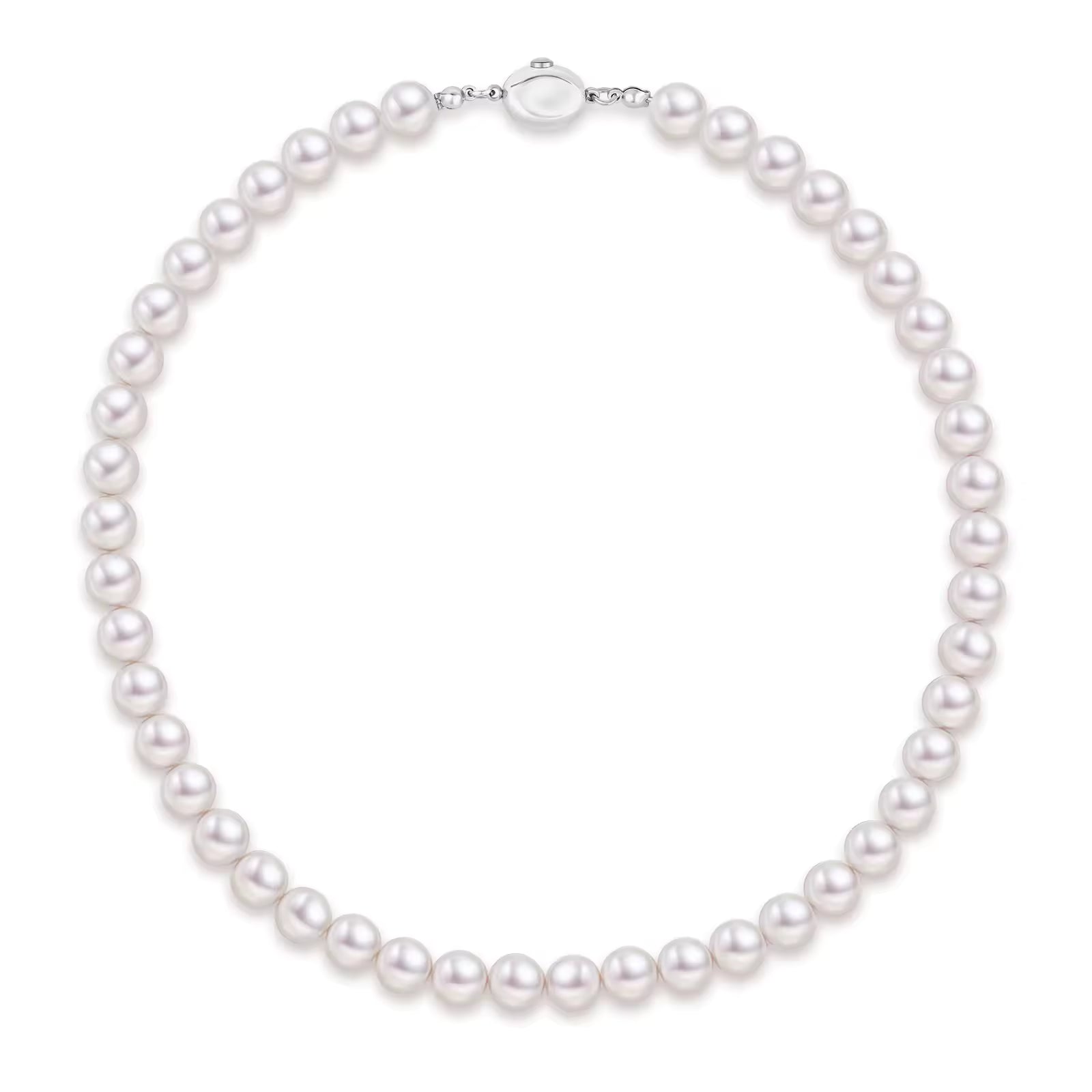 "Parure de mariée en perles blanches - collier 48 cm et boucles d'oreilles"