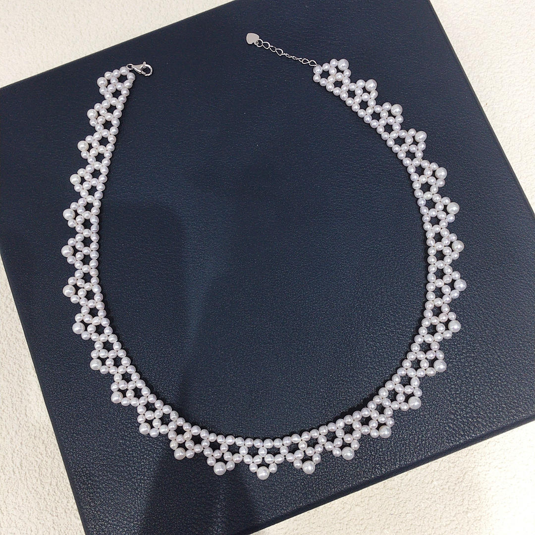 Parure mariée éternelle - collier perles blanches 48cm