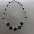 collier perles et cristaux bleu