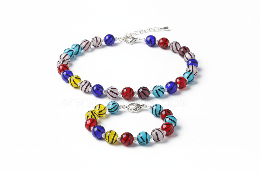 Parure Murano rayée collier et bracelet