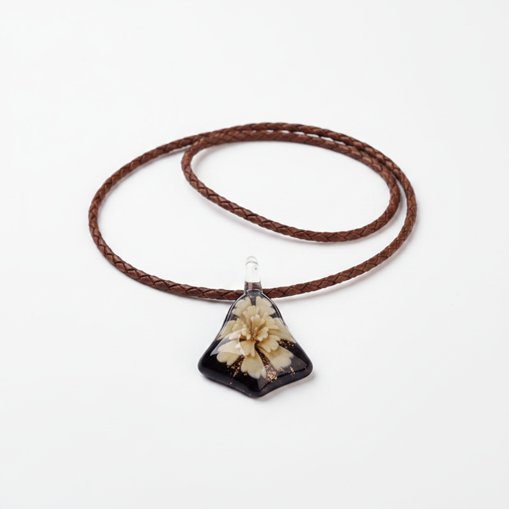 Pendentifs en Verre Sable d'Or de Murano – Fleur Intérieure Couleur Mixte