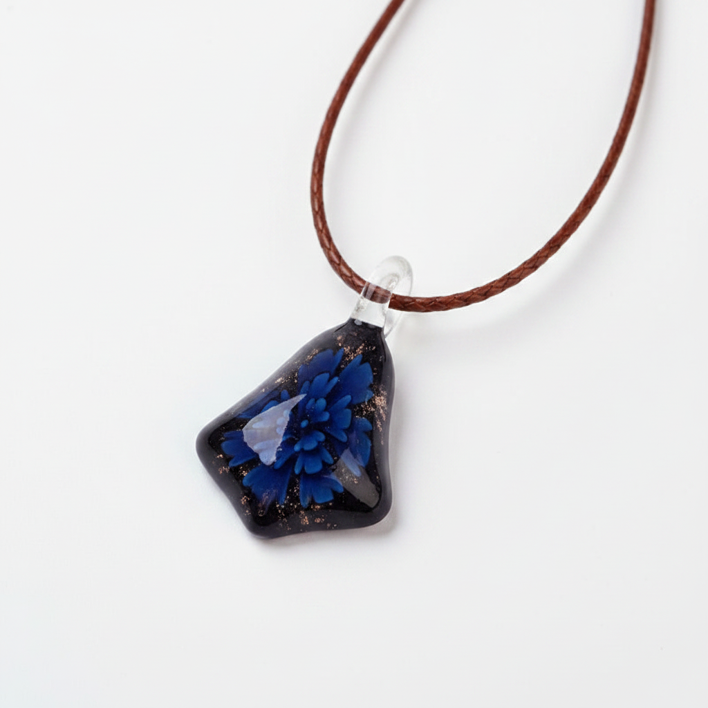 Pendentif Murano bleu marine