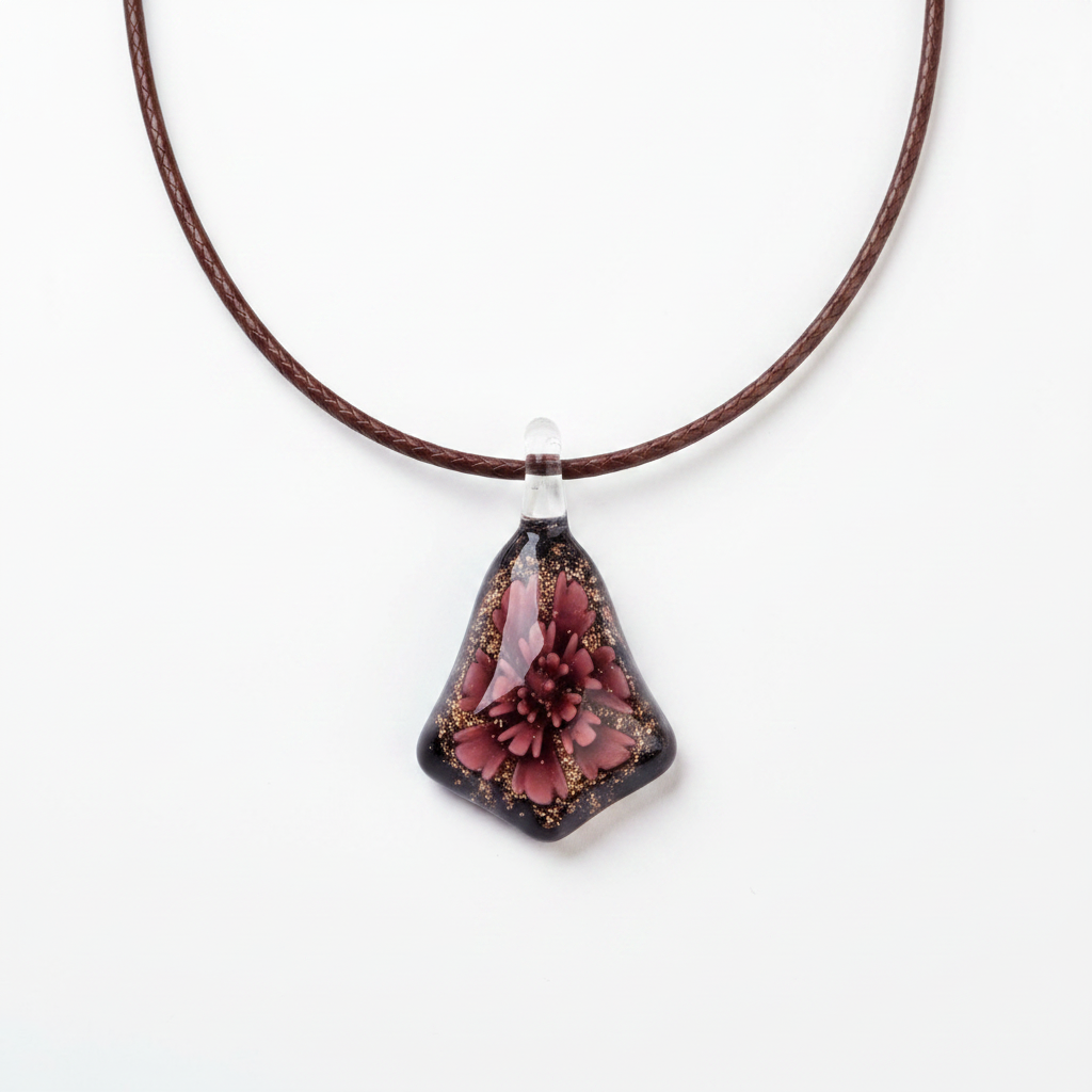 Pendentif Murano rose foncé orangé