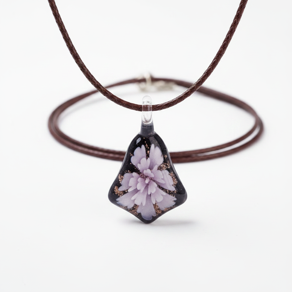 Pendentif Murano violet pâle